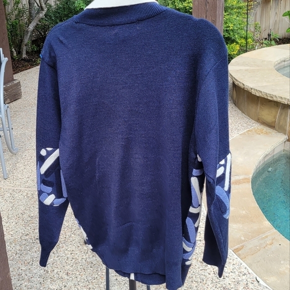Nwot Silversilk Men's Blue white Woven Zip-Up Cardigan Sweater M - Picture 5 of 14